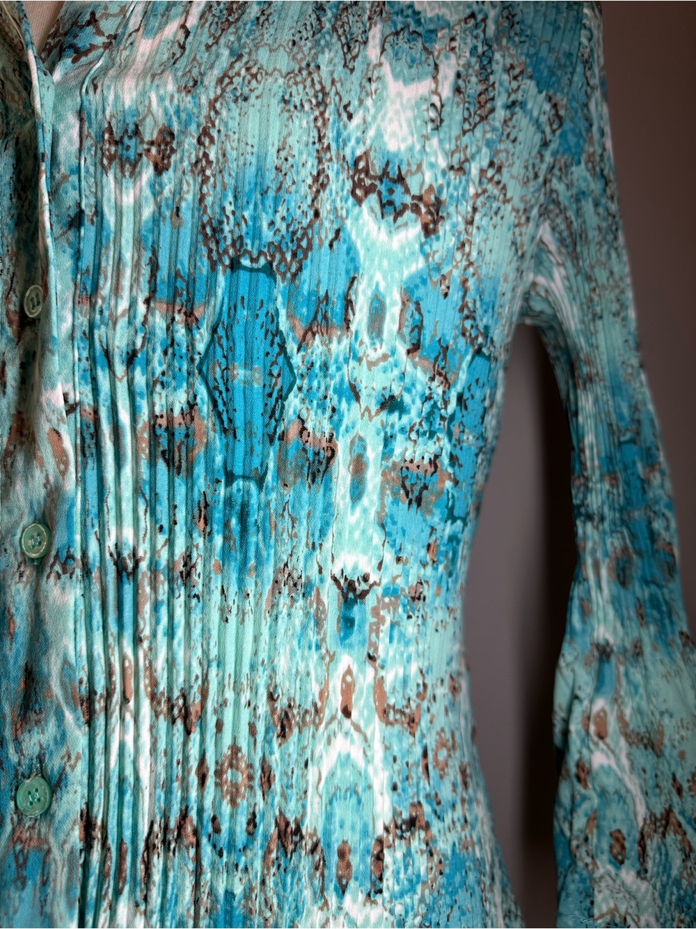 Fred David Patterned Button-Front Top - Picture 7 of 9
